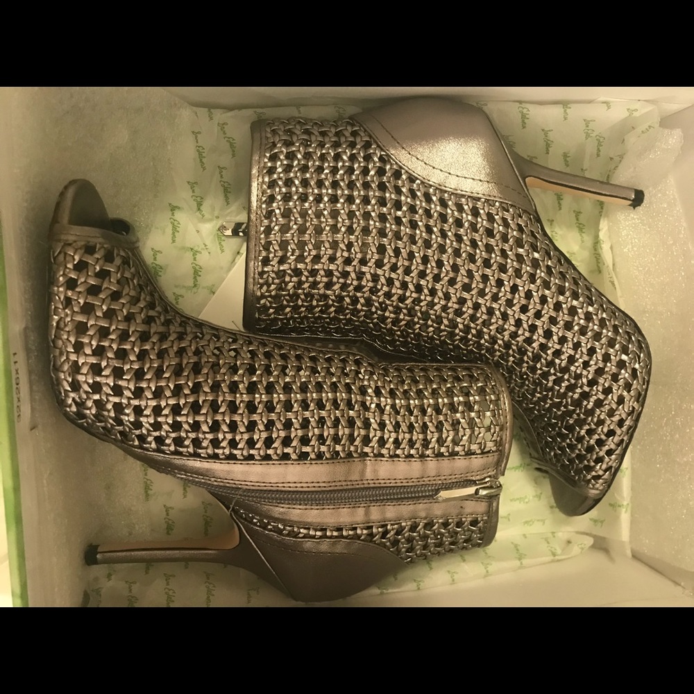 Sam Edelman pewter metallic cage heel
